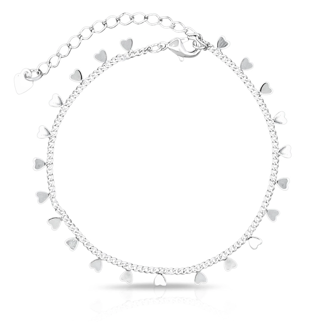 Pulseira Gourmette com Corações Espelhados