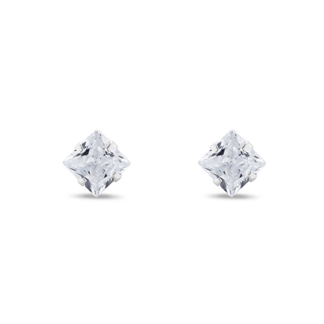 Brinco Top Quadrado com Zircônia Cristal 6mm