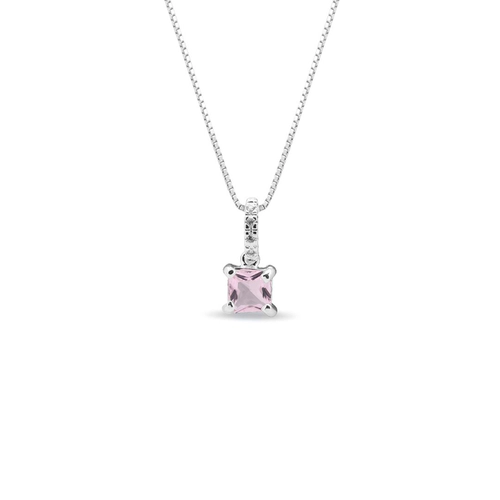 Gargantilha Com Zircônia Quadrada Rosa