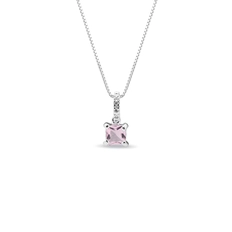 Gargantilha Com Zircônia Quadrada Rosa
