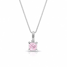 Gargantilha Com Zircônia Quadrada Rosa