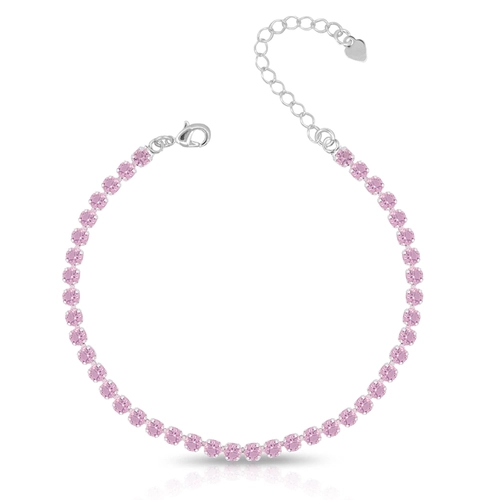 Pulseira Riviera Com Zircônias Rosa