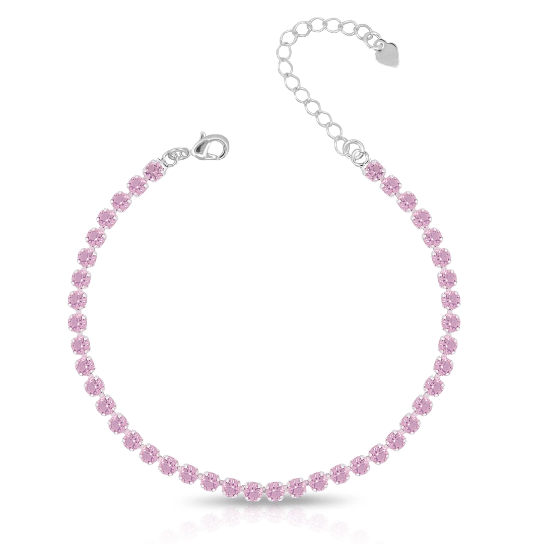Pulseira Riviera Com Zircônias Rosa