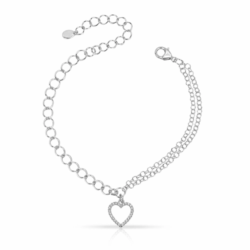 Pulseira com Coração Vazado de Zircônias
