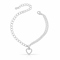 Pulseira com Coração Vazado de Zircônias