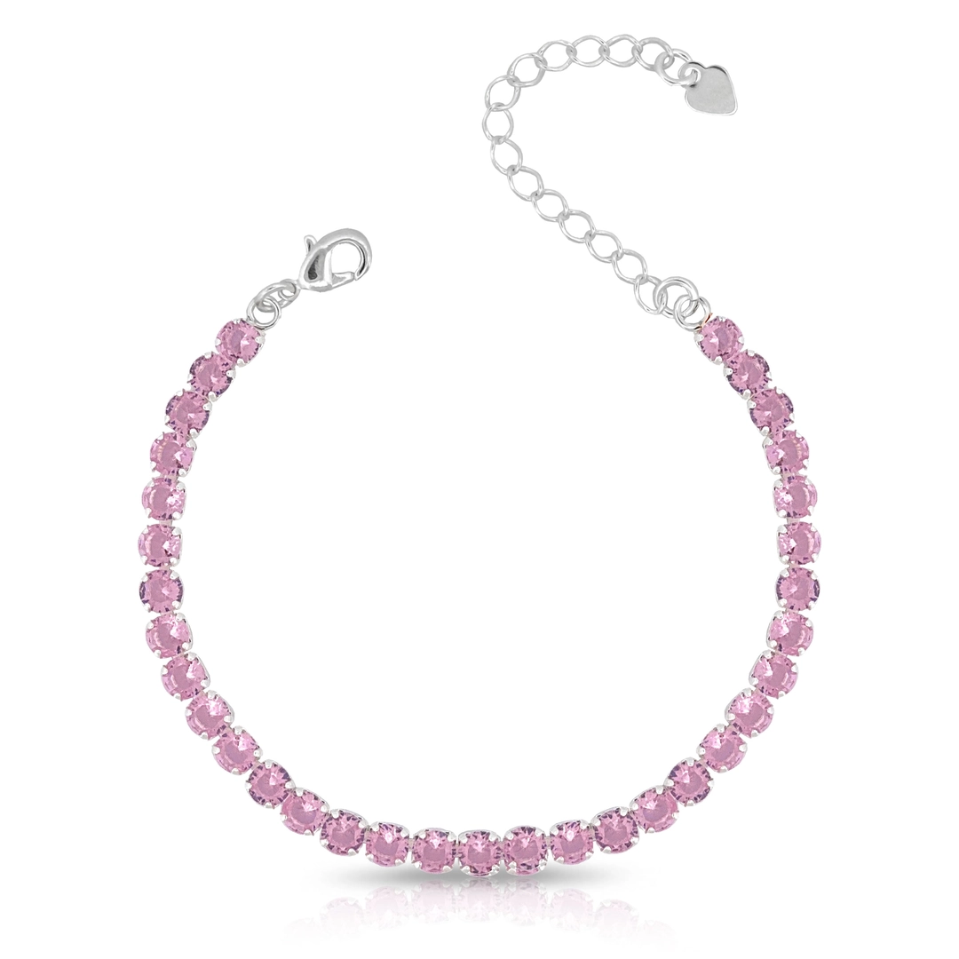 Pulseira Riviera Com Zircônias Rosa