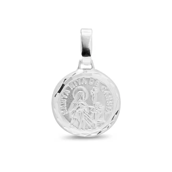 Pingente Medalha em Prata Santa Rita de Cássia