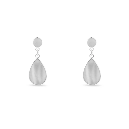 Brinco De Prata Balanço Com Gota De Madrepérola