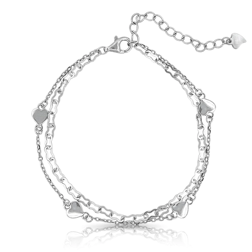 Pulseira Dupla Corações Espelhados
