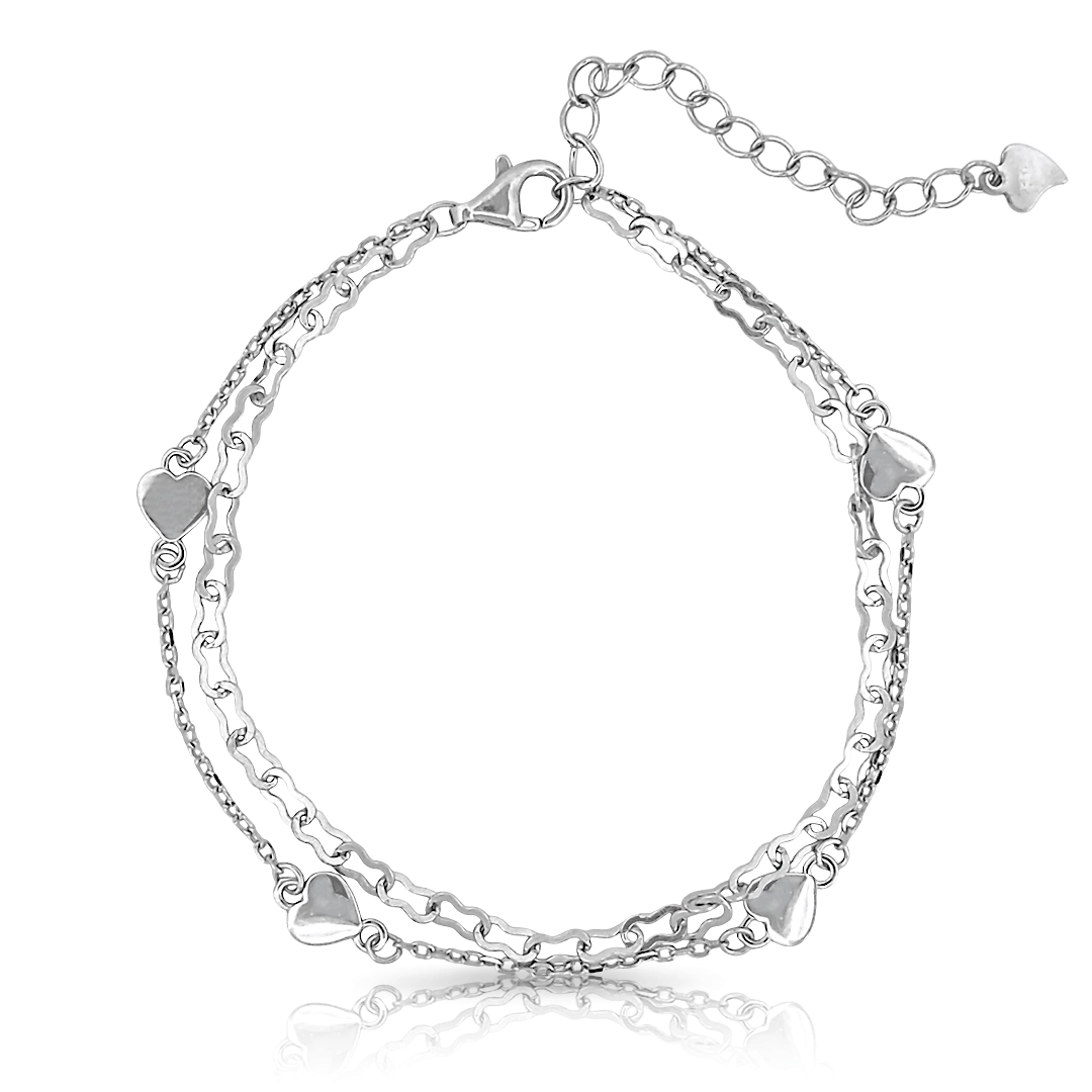 Pulseira Dupla Corações Espelhados