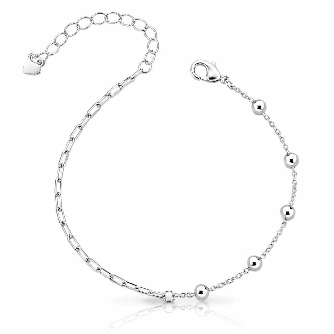 Pulseira com Elos Retangulares e Esferas