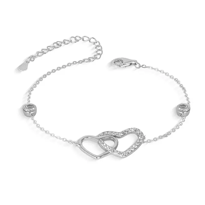 Pulseira com Corações Vazados e Zircônias Cristal
