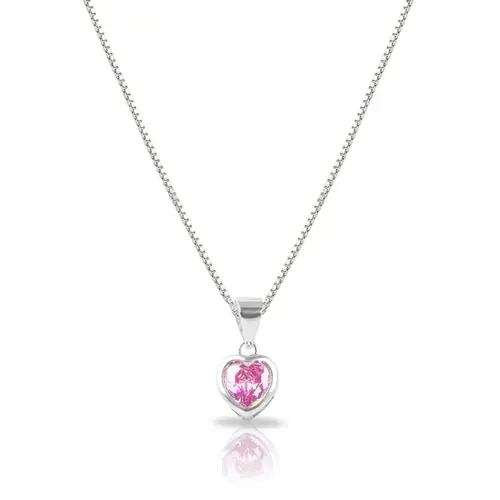 Gargantilha Blend Collection de Prata 925 com Coração de Zircônia Rosa