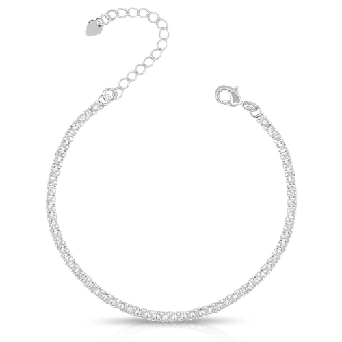 Pulseira De Prata Leve Riviéra Com Zircônias Cristal