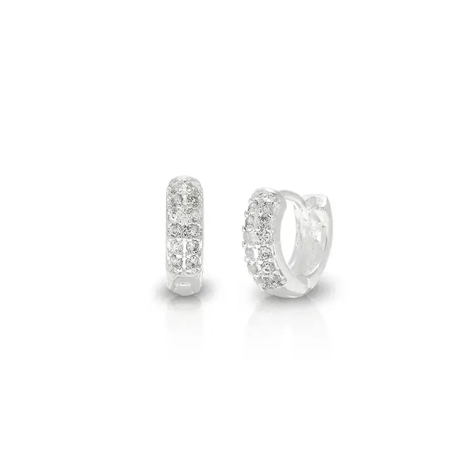Brinco Argola Click com Zircônias Cristais Cravejadas P