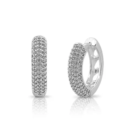 Brinco Argola Click com Zircônias Cravejadas
