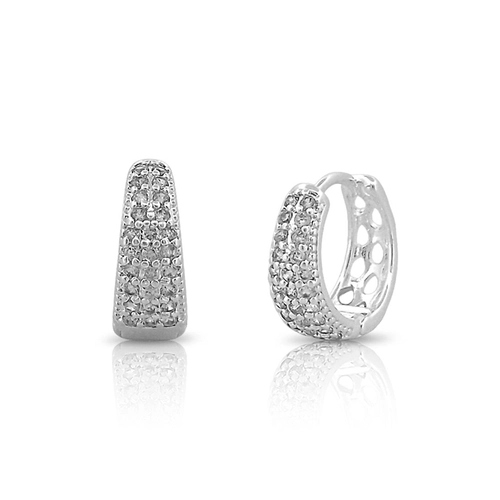 Brinco de Prata Leve Argola Click com Zircônias Cravejadas G