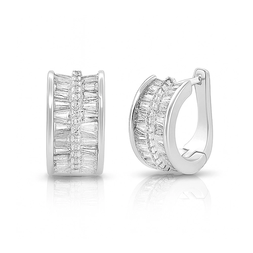 Brinco Argola Click Trabalhada com Zircônia Cristal
