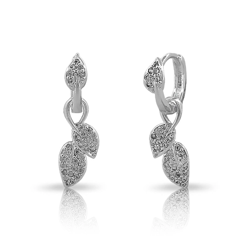 Brinco Click Com folhas e Zircônias Cristal