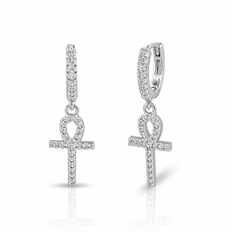 Brinco Argola Click com Pingente de Cruz de Ansata