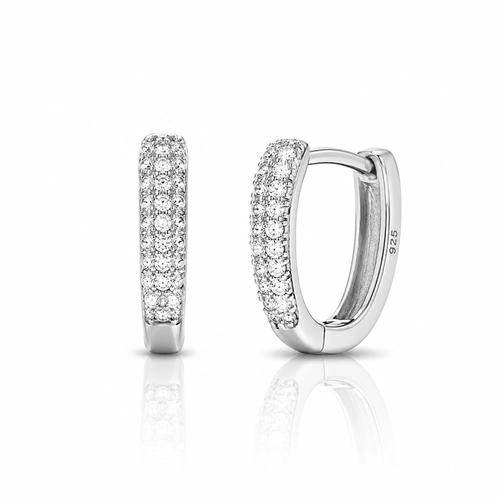 Brinco Blend Collection Click Oval com Zircônias Cristal