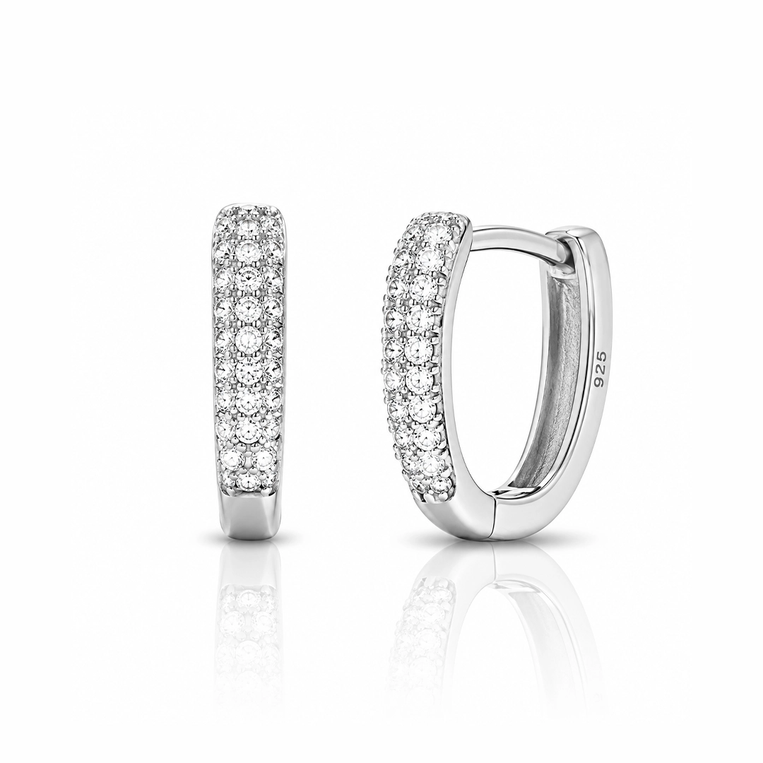 Brinco Blend Collection Click Oval com Zircônias Cristal