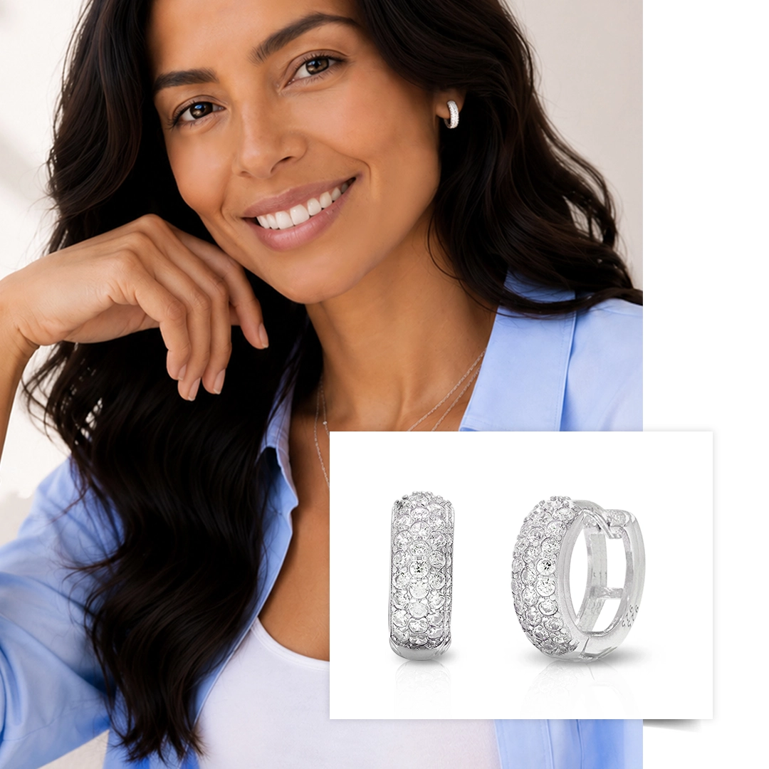 Brinco Blend Collection Click com Zircônias Cristal