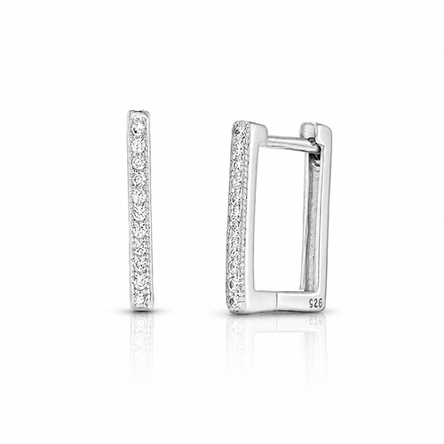Brinco Blend Collection Click Quadrado com Zircônias Cristal G