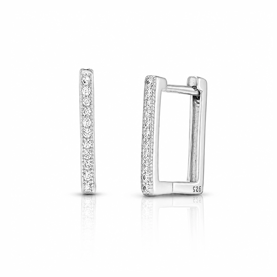 Brinco Blend Collection Click Quadrado com Zircônias Cristal G