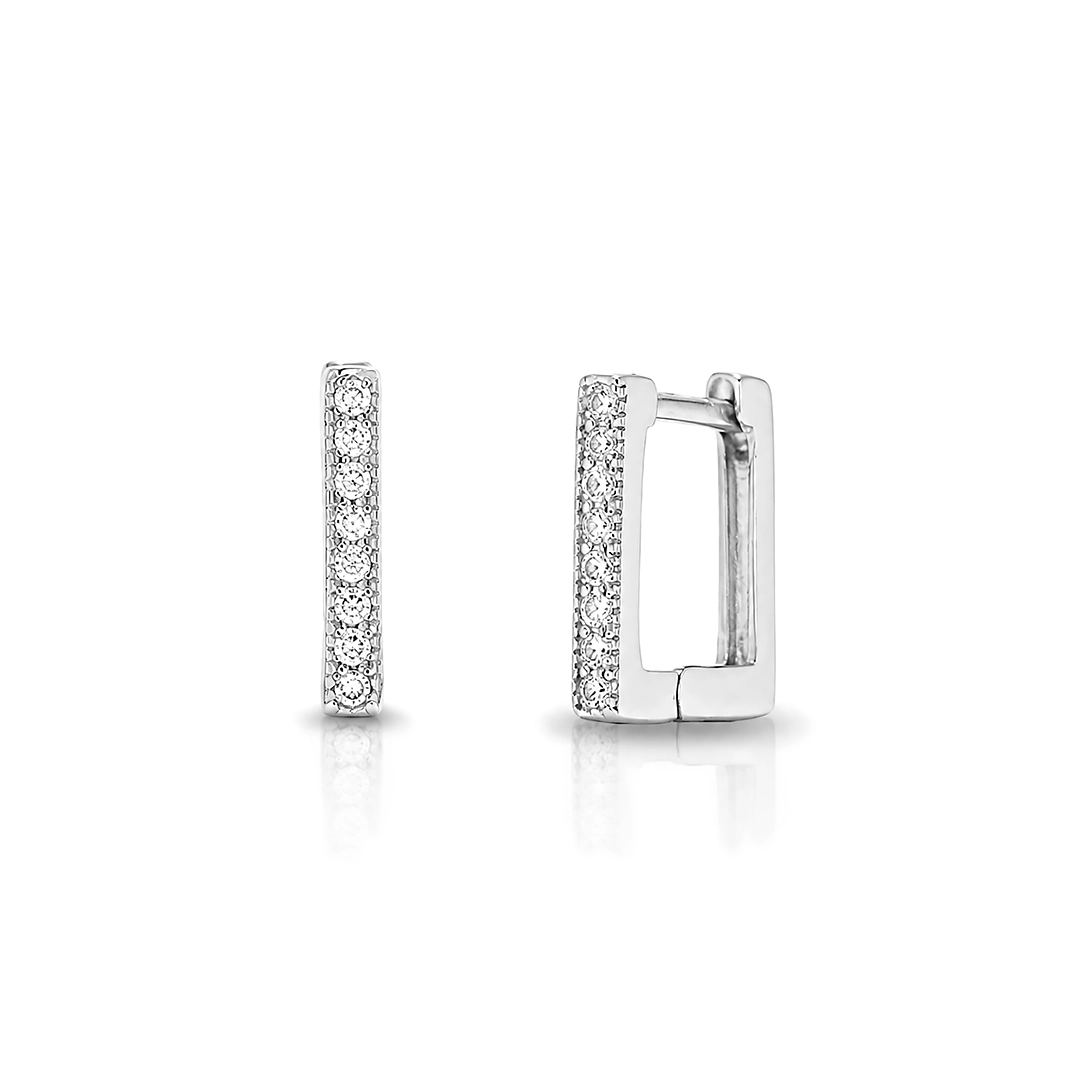 Brinco Blend Collection Click Quadrado com Zircônias Cristal P
