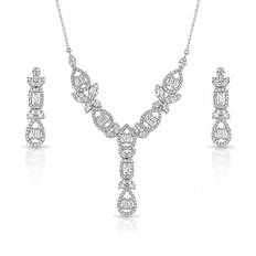 Colar Blend Collection com Brincos Trabalhado Com Zircônias Cristal
