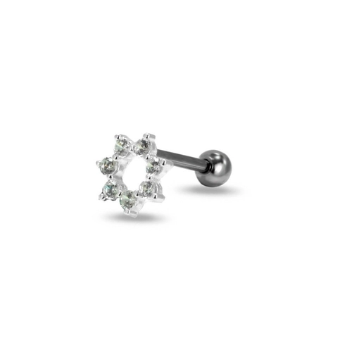 Piercing de Aço e Prata Estrela com Zircônia Cristal