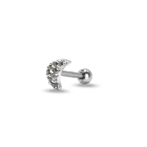 Piercing de Aço e Prata Lua com Zircônia Cristal