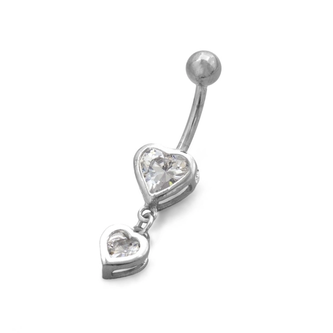 Piercing de Aço e Prata com Zircônia Cristal Dupla