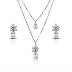 Gargantilha Dupla Blend Collection com Brincos e Zircônias Cristal
