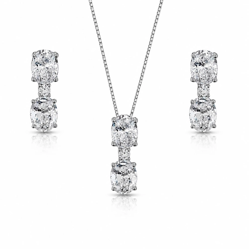 Gargantilha Blend Collection Com Brincos e Zircônias Oval