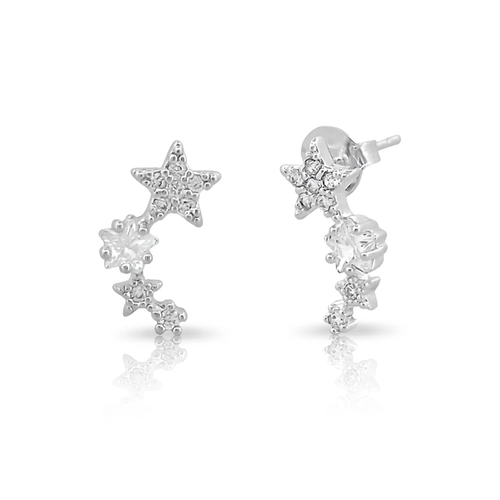 Brinco Top Estrelas com Zircônia Cristal