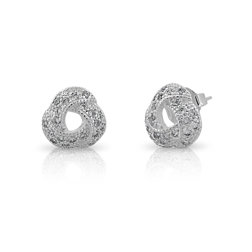 Brinco de Prata Leve Top Trabalhado com Zircônia Cristal