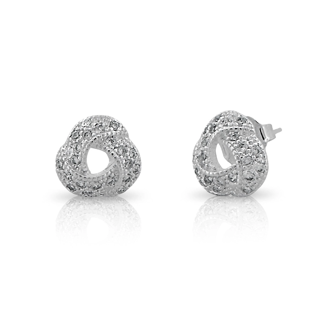 Brinco de Prata Leve Top Trabalhado com Zircônia Cristal