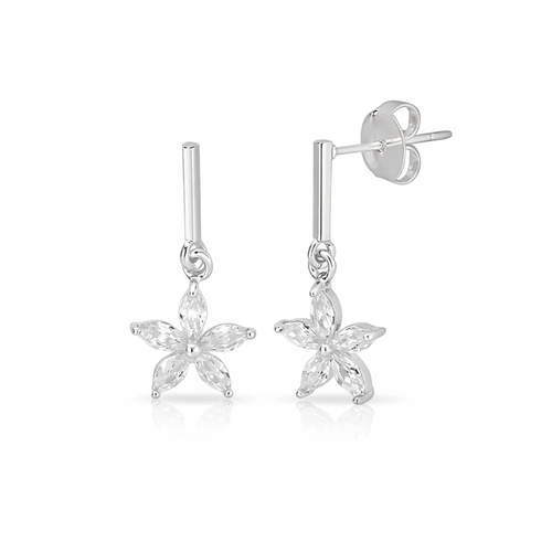 Brinco Balanço Flor com Zircônias Cristal