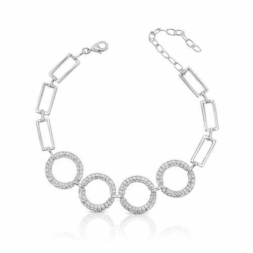 Pulseira com Círculos e Zircônias Cristal Cravejadas