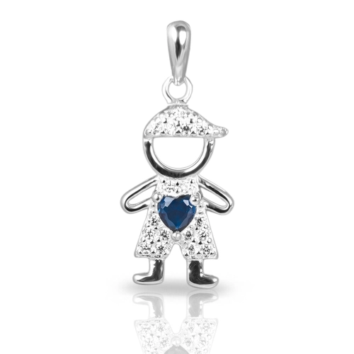 Pingente de Menino Com Zircônias Cristal e Safira