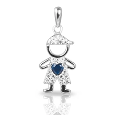 Pingente de Menino Com Zircônias Cristal e Safira