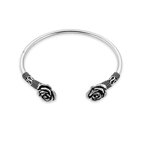 Bracelete de Prata 925 com Rosas Envelhecidas