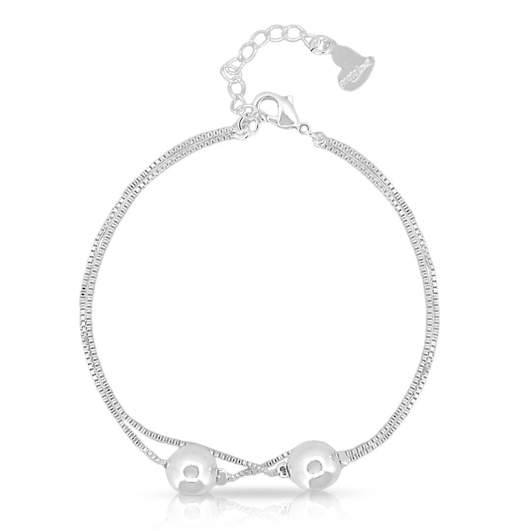 Pulseira Veneziana Dupla com Esferas Espelhadas
