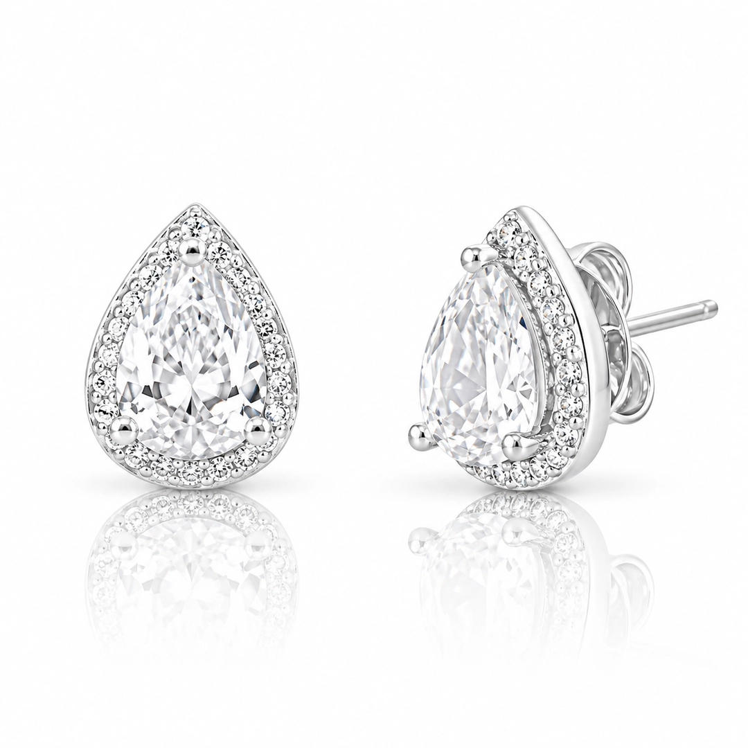 Brinco Top Gota Com Zircônia Cristal Cravejada