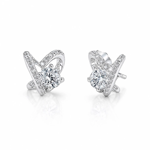 Brinco Blend Collection Top Coração com Zircônias Cristal