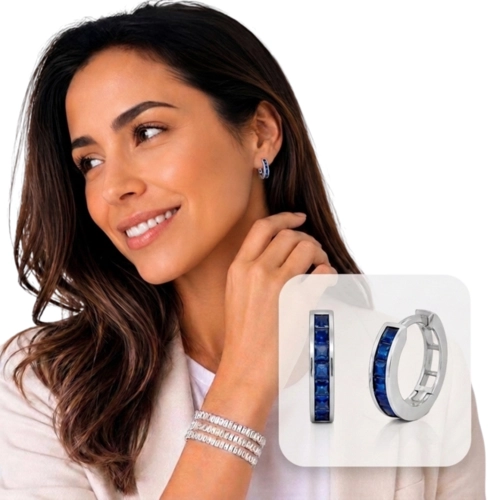 Brinco Blend Collection Click com Zircônias Safira