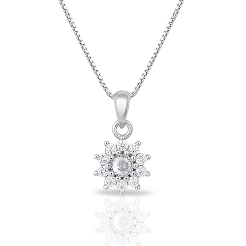 Gargantilha de Prata Flor com Zircônias Cristal
