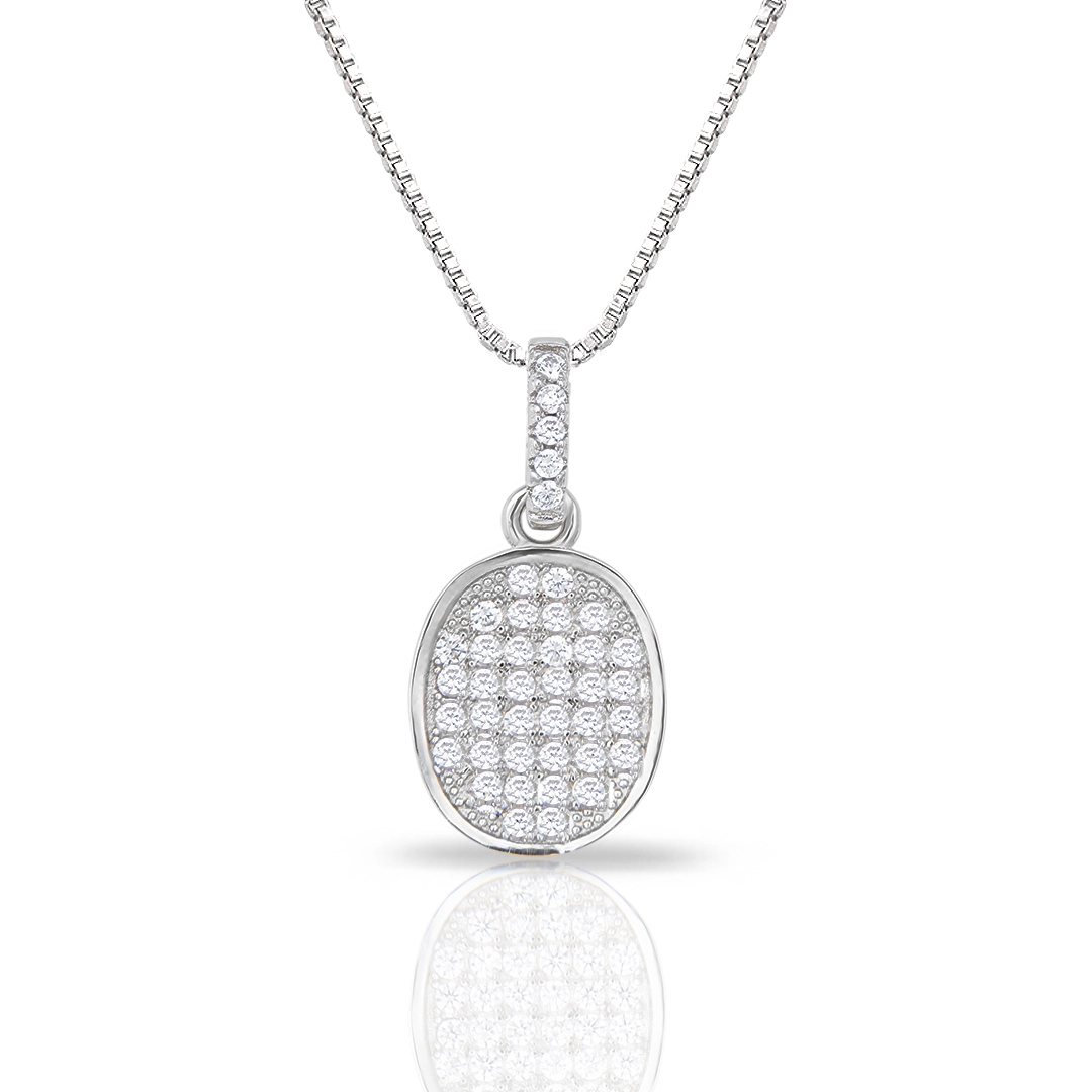 Gargantilha de Prata com Oval com Zircônias Cristal